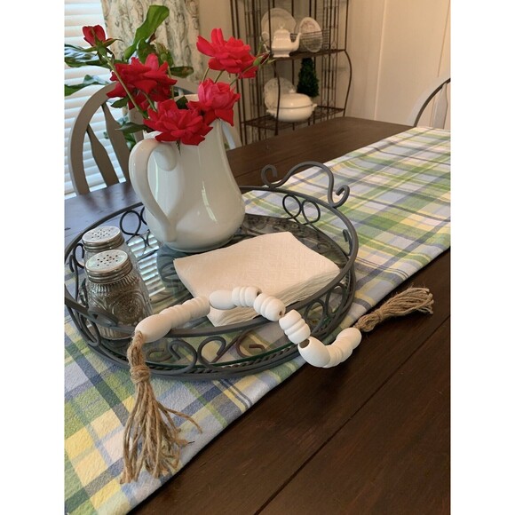 20 “ Garland Handmade Farmhouse White Chalkpainted Ceramic Bead Home Decor - Picture 5 of 6